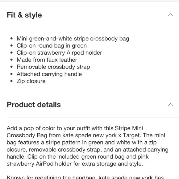 Stripe Mini Crossbody Bag - kate spade new york x Target Green/White - Picture 6 of 8